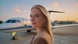 © Marko - Young, successful woman stands outside waiting to board a flight on a private jet