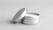 Isolated Tin Candle Container for Branding and Mockup. White Metal Can for Cream, Food or Cosmetic