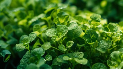 Poster - Green plants with water droplets