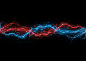 Wall Mural - Red and Blue lightning background, plasma and energy abstract