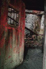 Wall Mural - old abandoned house, horror door