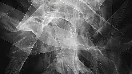 Poster - Elegant black and white image of smooth, flowing silk textures