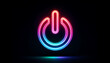 Rainbow neon power icon on black