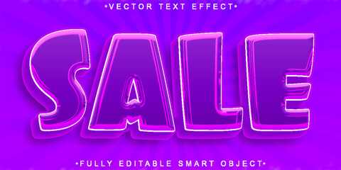 Poster - Cartoon Cute Purple Sale Vector Fully Editable Smart Object Text Effect