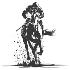 Wall Mural - silhouette horse racing sport single man black color only