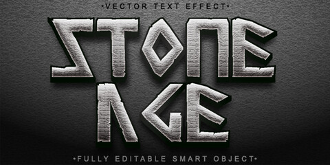 Poster - Gray Stone Age Vector Fully Editable Smart Object Text Effect