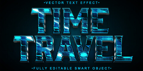 Wall Mural - Blue Time Travel Vector Fully Editable Smart Object Text Effect