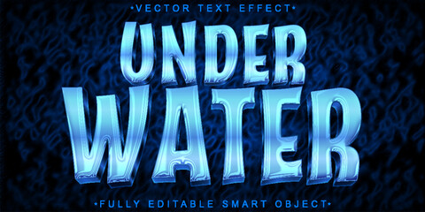 Poster - Cartoon Blue Under Water Vector Fully Editable Smart Object Text Effect