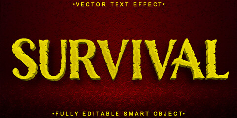 Poster - Yellow Worn Survival Vector Fully Editable Smart Object Text Effect