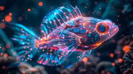 Poster - a colorful fish with a black background