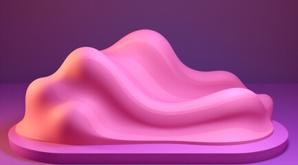 Wall Mural - Abstract pink and purple wavy sculpture on a minimalist background