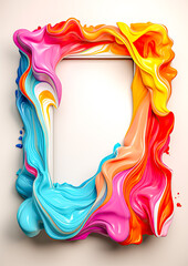 Wall Mural - Vibrant Abstract Color Picture Frame with Splashes and Swirls