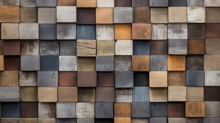 Wall Mural - Abstract pattern of multicolored wooden blocks