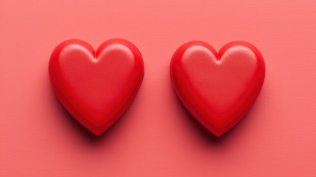 Two Red Hearts on a Pink Background
