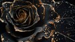 black golden rose, kintsugi art, 16:9