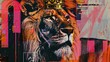 © Javid - Regal Urban Lion king portrait. A Vibrant Fusion of Neon Artistry and Animal Majesty, background high quality AI generated image