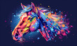 abstract illustration of a horse in childish style, logo for t-shirt print 