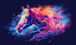 abstract illustration of a horse in childish style, logo for t-shirt print