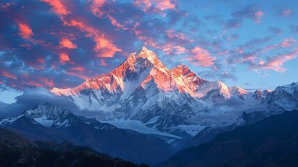 Wall Mural - Mount Everest in the Himalayas during sunset