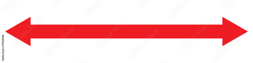 Long arrow icon. Double side Long red arrow vector, silhouette. Vector ...