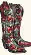 Strawberry Patterned Cowboy Boots Illustration