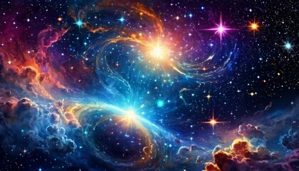 Wall Mural - Cosmic Reverie: Abstract Background with Celestial Elements and Starry Motifs