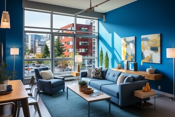 Blue Modern Living Room Interior Design