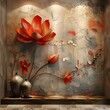 3D embossed flower wall mural