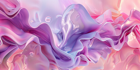 Poster - visualization of flowing abstract shapes in pastel colors, creating an artistic and dynamic composition.