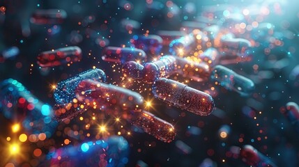   A tight shot of hands holding two pills against a hazy backdrop