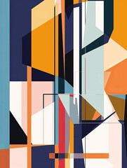 Poster - Abstract geometric shapes suitable for modern designs. Perfect for finance, architecture, or tech presentations. Adds sleekness and professionalism to visuals. Generative AI.