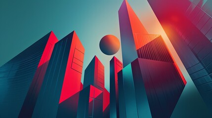 Abstract geometric shapes suitable for modern designs. Perfect for finance, architecture, or tech presentations. Adds sleekness and professionalism to visuals. Generative AI.