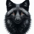 black fox vulpes on white