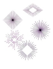 illustration of an background with stars :  A series of purple stars are scattered across a white background
