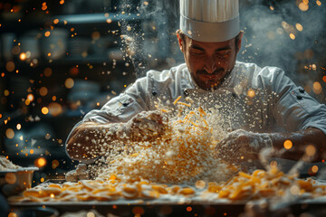 Poster - a chef experimenting with new ingredients and techniques, pushing the boundaries of culinary innovat