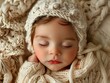 Naturalistic Bliss: Newborn Baby in White Knitwear