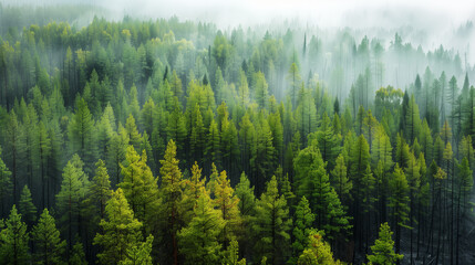 A forest recovering from a wildfire or logging, exhibiting resilience as new growth emerges and ecosystems regenerate over time.