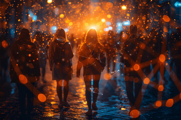 Aufkleber - Join clubs or social groups based on shared interests or hobbies to meet like-minded individuals and build connections. Concept of social networking. Generative Ai.