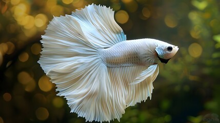 Wall Mural - Close up of white platinum betta fish or Siamese fight
