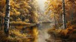 © 2rogan - Autumn forest with a serene lake surrounded by yellowing trees