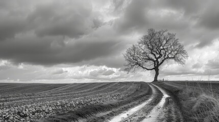 Poster - A lone tree in a field