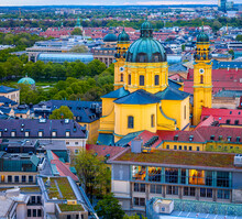 Aerial View Of Central Munich, The Capital And Most Populous City Of The Free State Of Bavaria