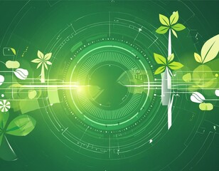 Wall Mural - abstract Futuristic green energy background highlighting sustainable innovation and development