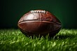 American football aus braunem Leder auf dem Rasen