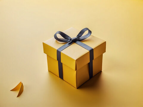 Father's Day gift idea concept with gift box on yellow background design.