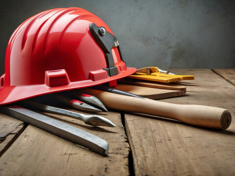 Celebrate the spirit of Labour Day with a stunning illustration featuring a hard hat and tools. This is the perfect opportunity to showcase your company's commitment to hard work and dedication. The i
