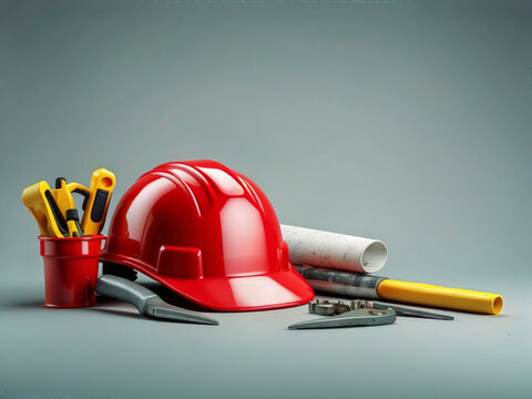 Celebrate the spirit of Labour Day with a stunning illustration featuring a hard hat and tools. This is the perfect opportunity to showcase your company's commitment to hard work and dedication. The i