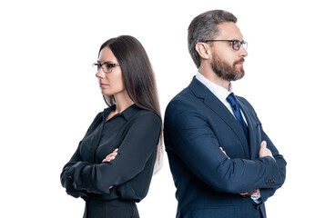 Wall Mural - businesspeople working on business project. collaborating on a new business project. businesspeople isolated on white. businesspeople together while having a meeting in the office. back to back