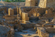 Panoramic view of the ruins of the ancient fortress of Qalat Al Bahrain, included in the UNESCO World Heritage List, at daytime, Manama, Bahrain 