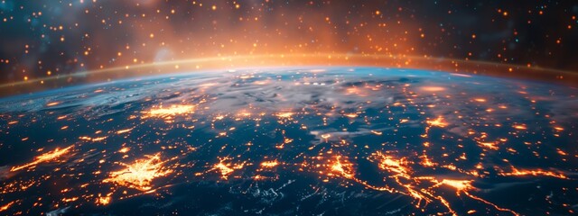 Poster - Global Industries: Open-Source AI Frameworks Visualized as Interlinking Data Flows in Abstract Digital Network